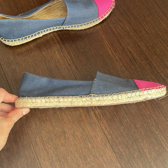 J Crew Color Block Navy Pink Espadrille Flat - Size 8.5 - Picture 6 of 10